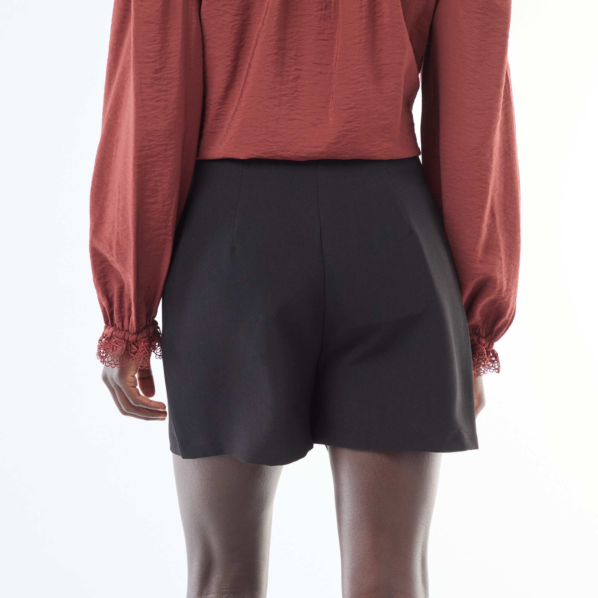 Short taille haute uni NOIR