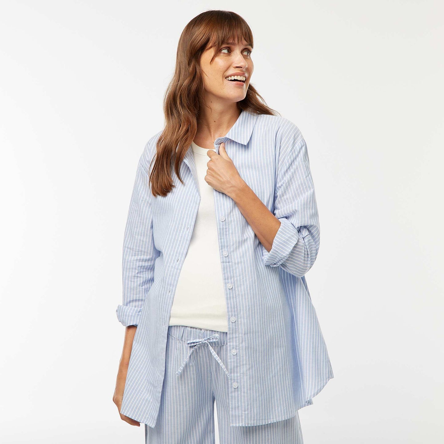 Chemise de maternité rayée BLEU