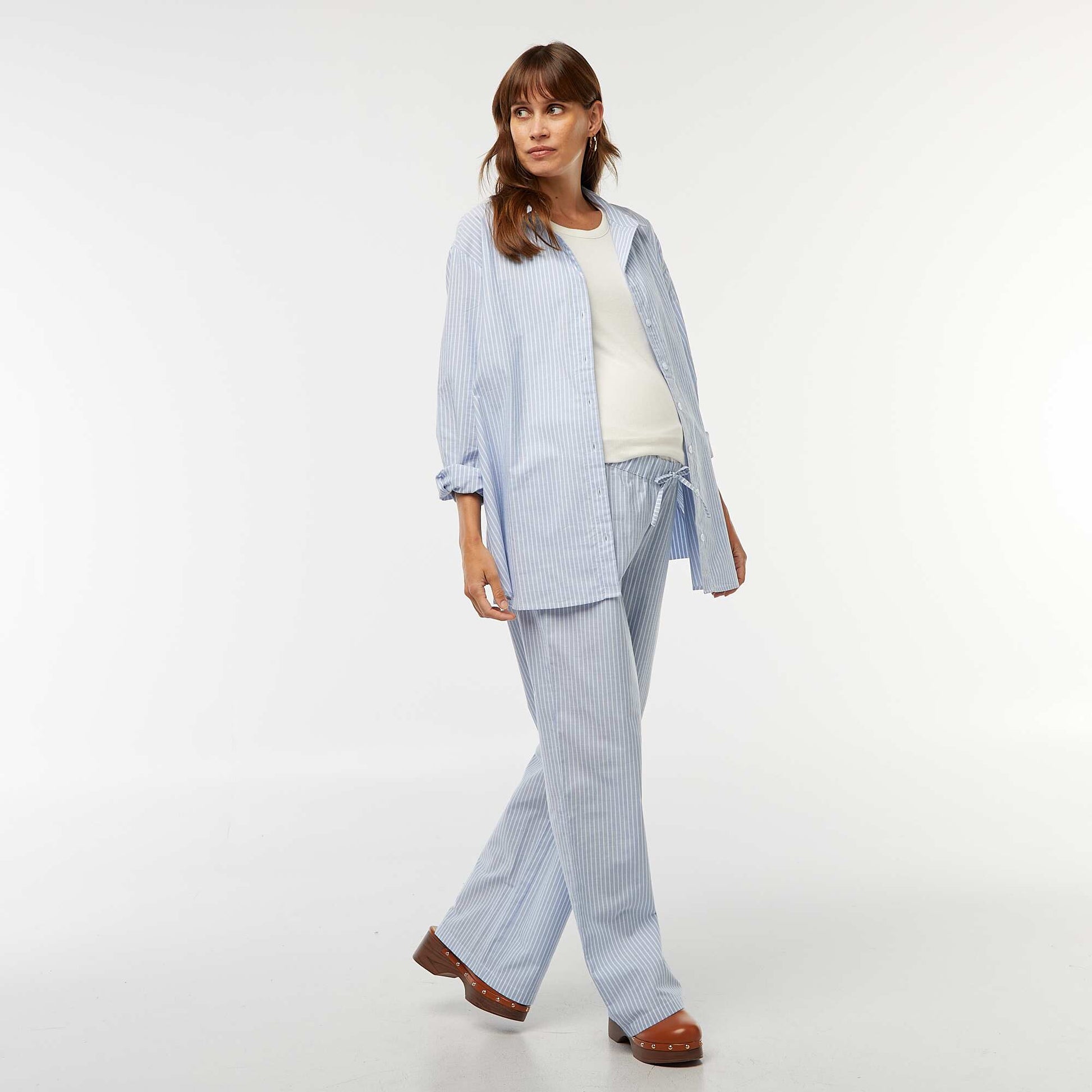 Chemise de maternité rayée BLEU
