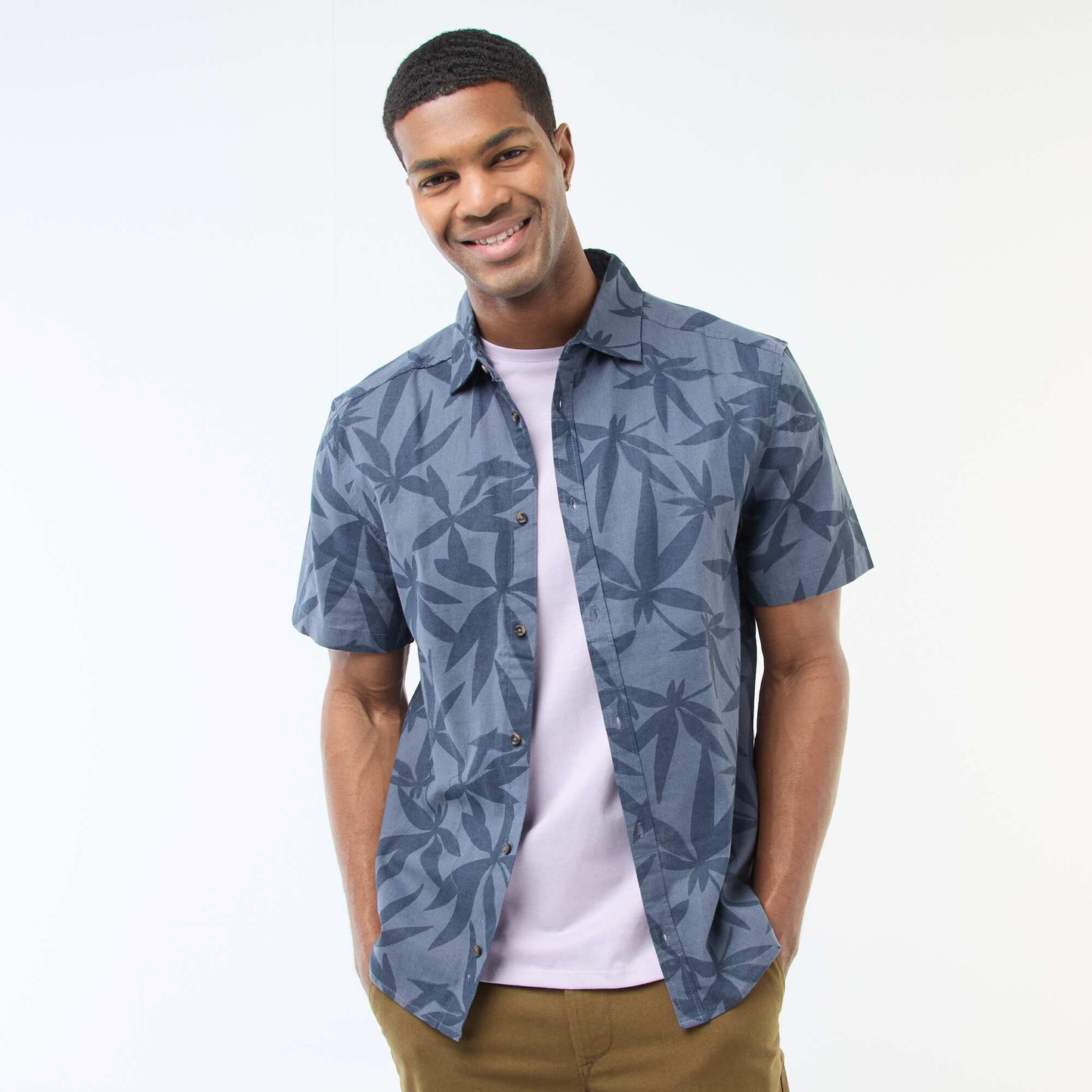 Chemise à manches courtes légère avec motif BLEU