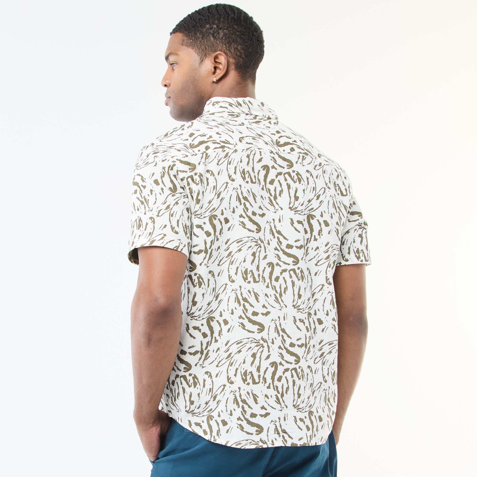 Chemise à manches courtes légère avec motif BLANC