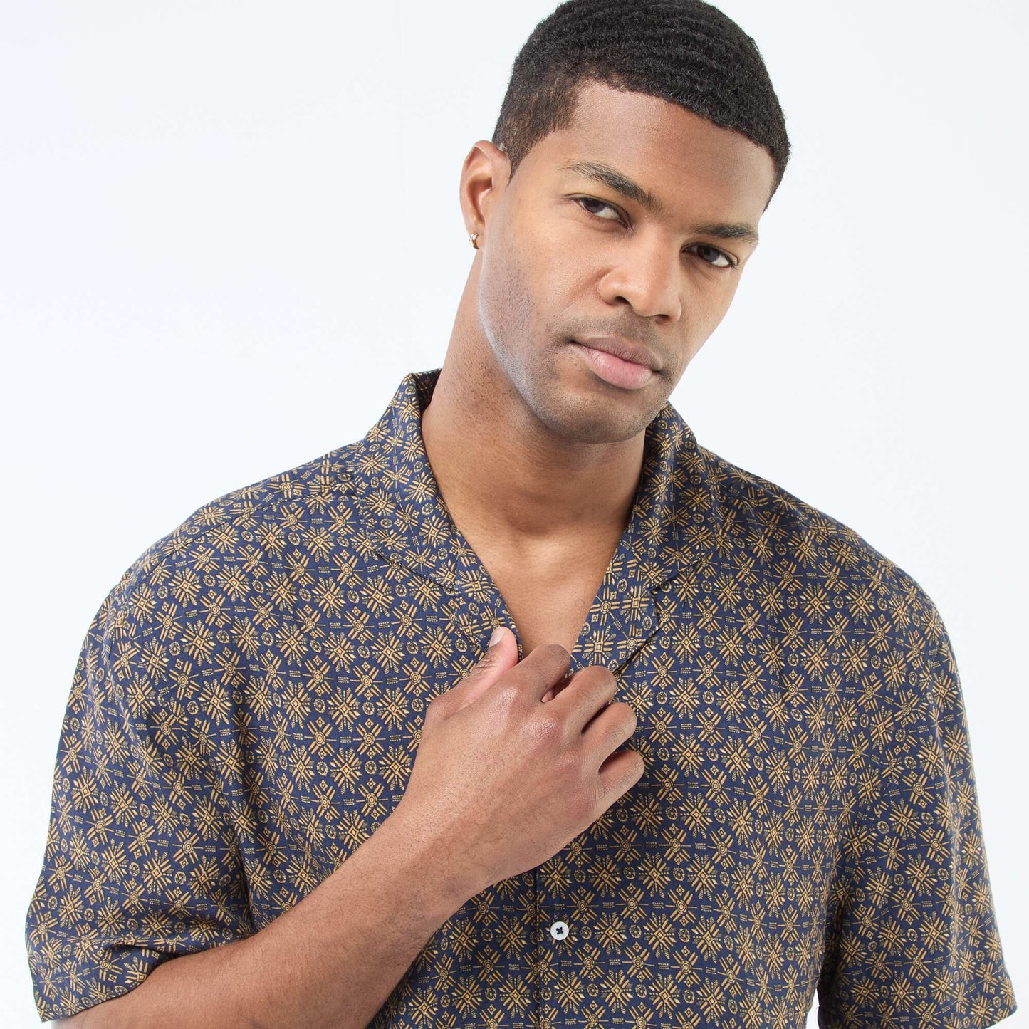Chemise à manches courtes légère avec motif BLEU