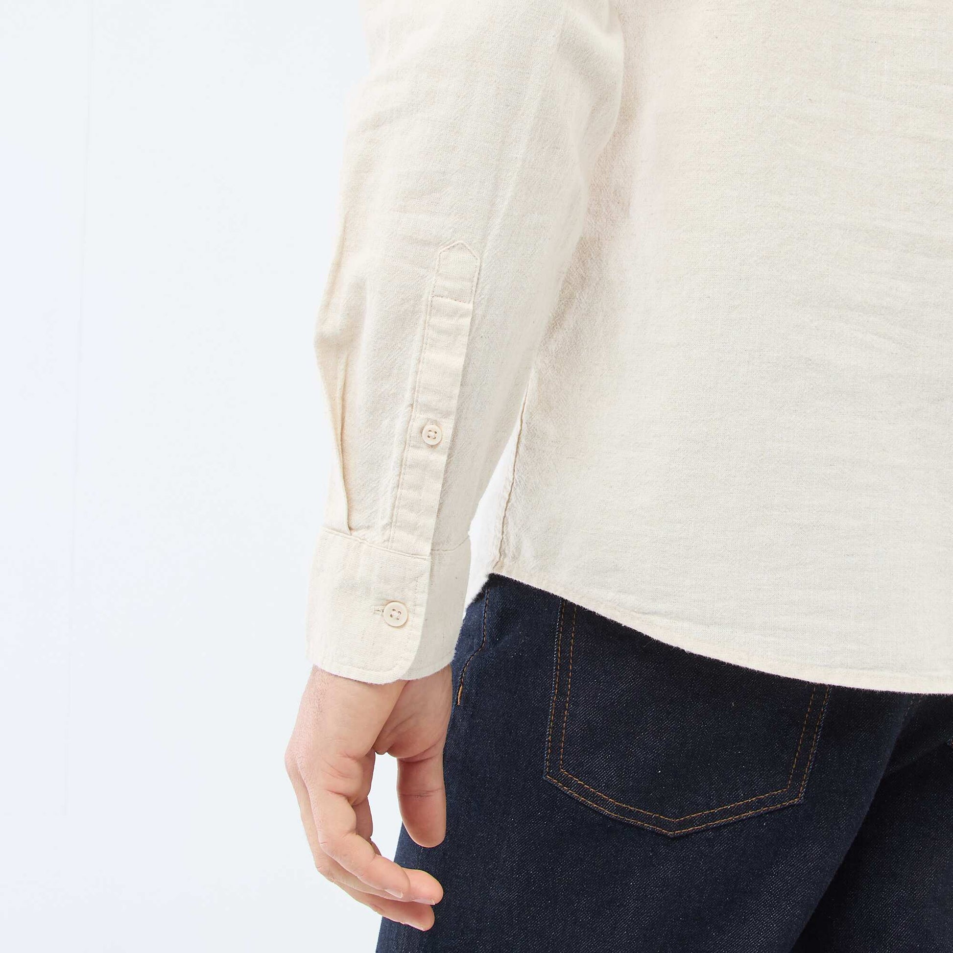 Chemise en lin mélangé BEIGE