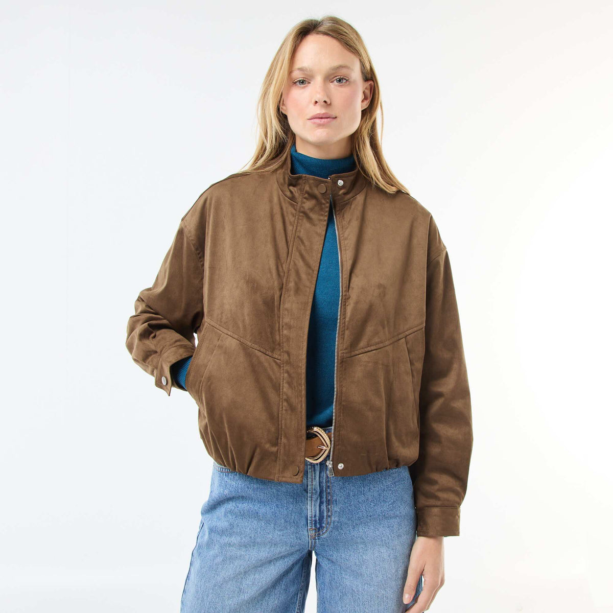 Veste courte en suédine KAKI