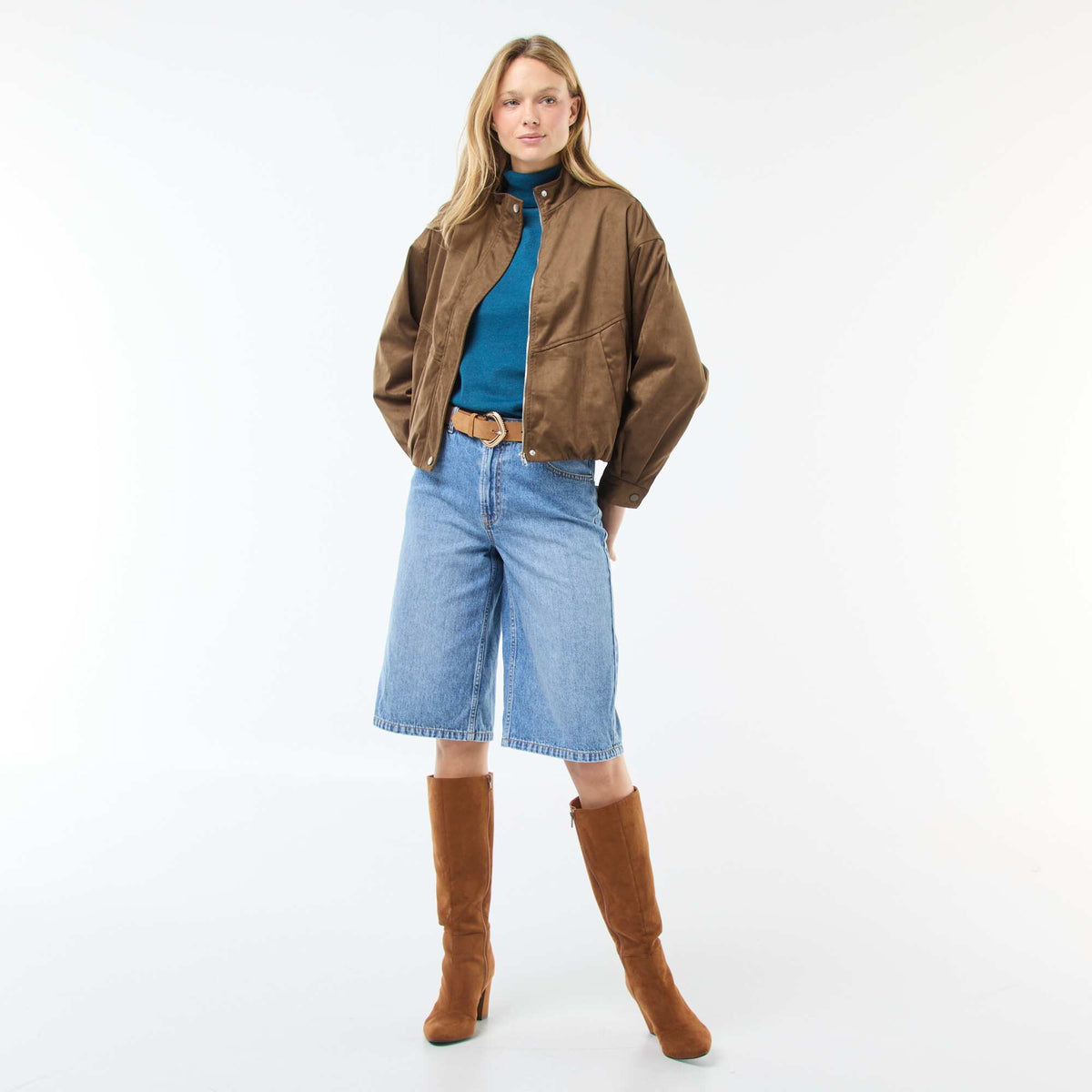 Veste courte en suédine KAKI