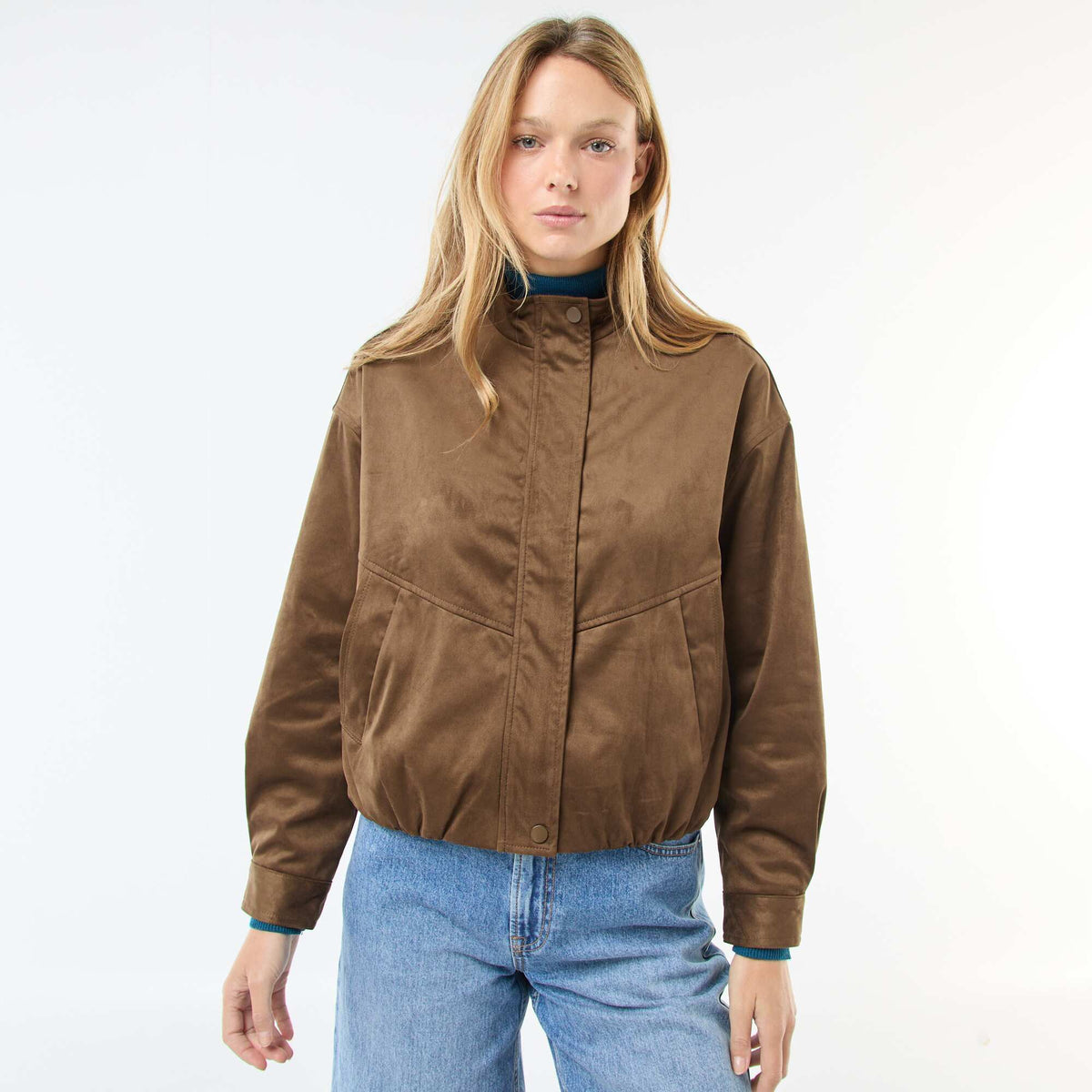 Veste courte en suédine KAKI