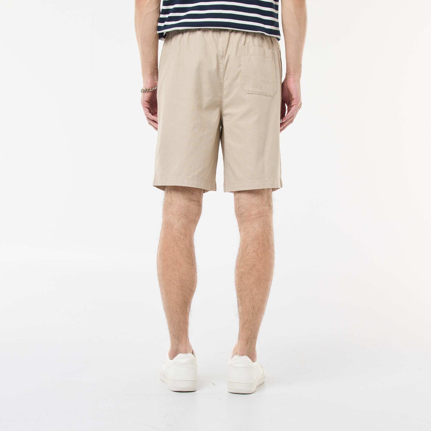 Bermuda uni en coton et lin BEIGE