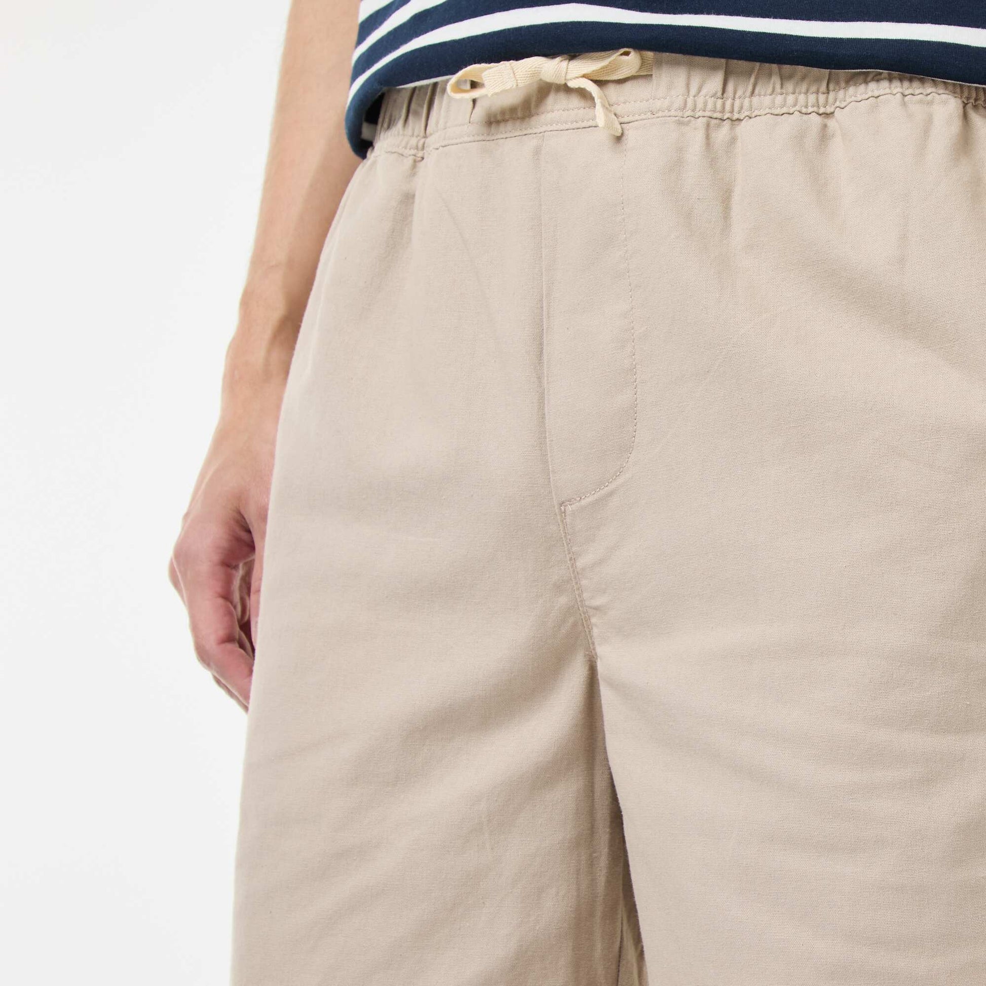 Bermuda uni en coton et lin BEIGE