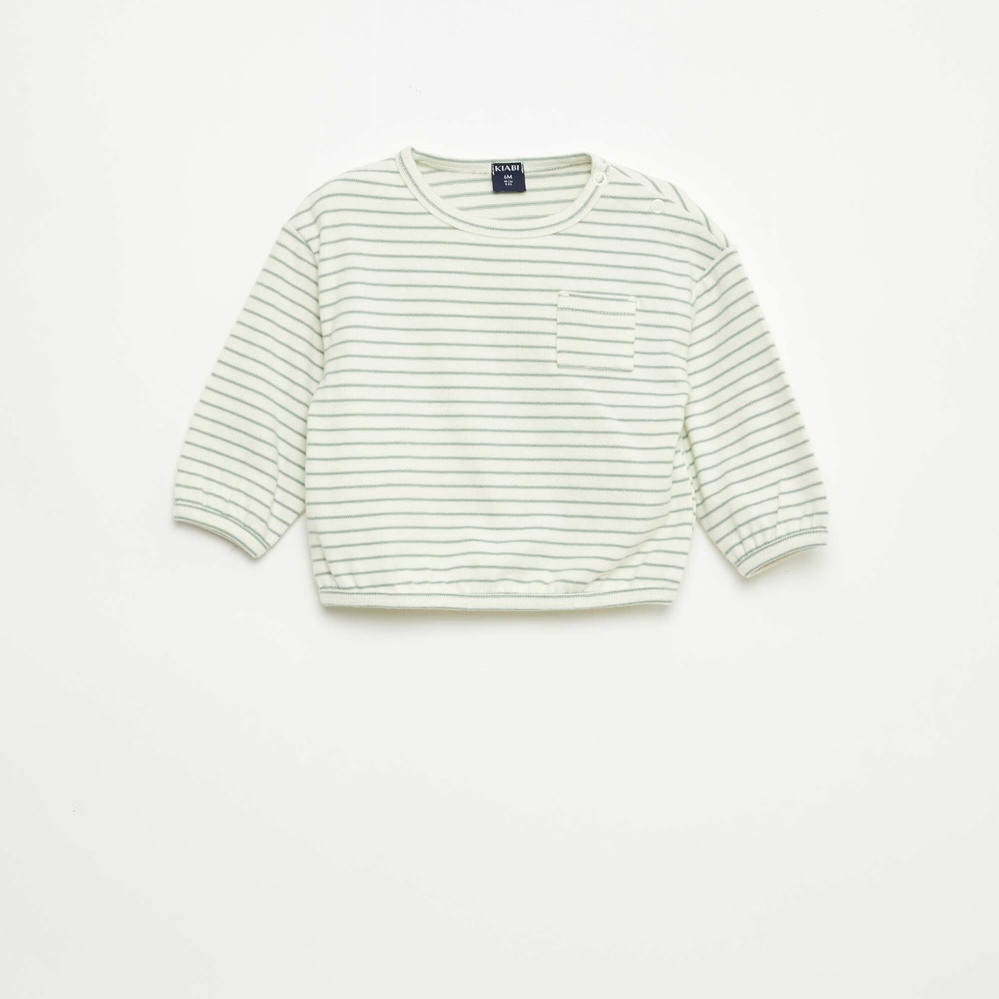 T-shirt à manches longues à motif rayé BLANC