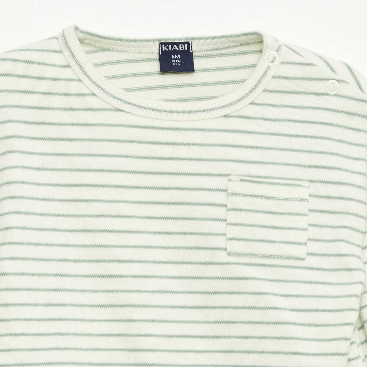 T-shirt à manches longues à motif rayé BLANC