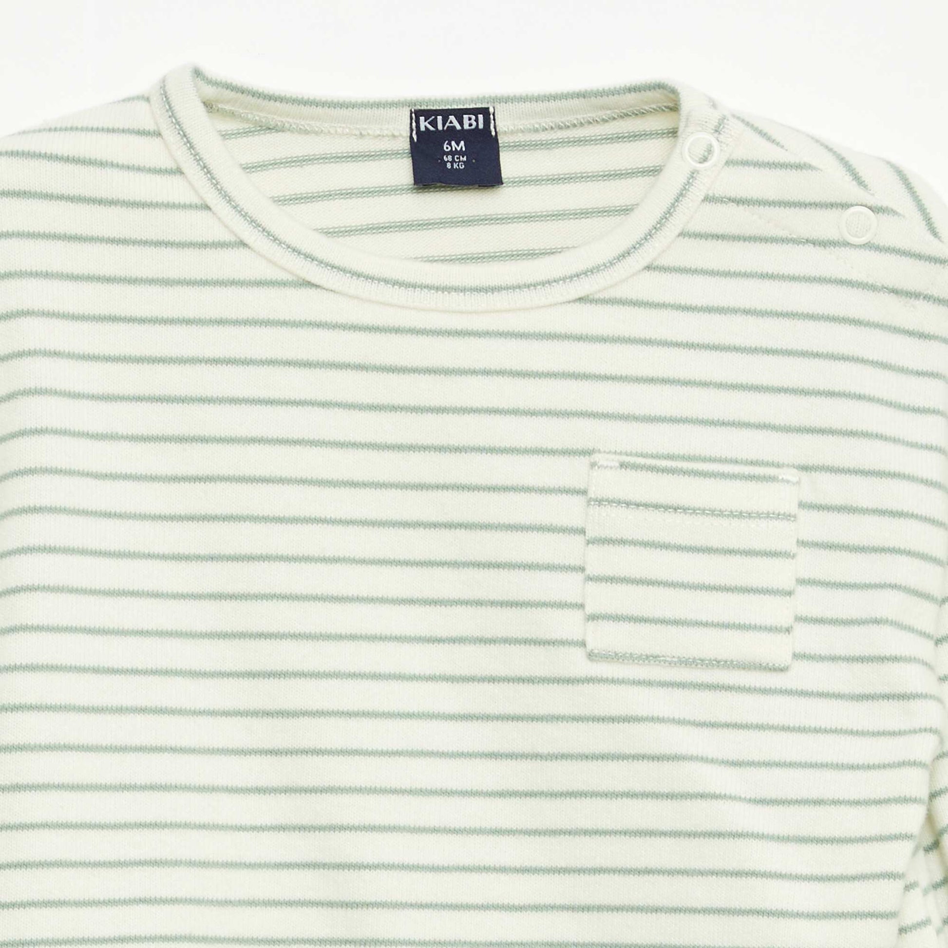 T-shirt à manches longues à motif rayé BLANC