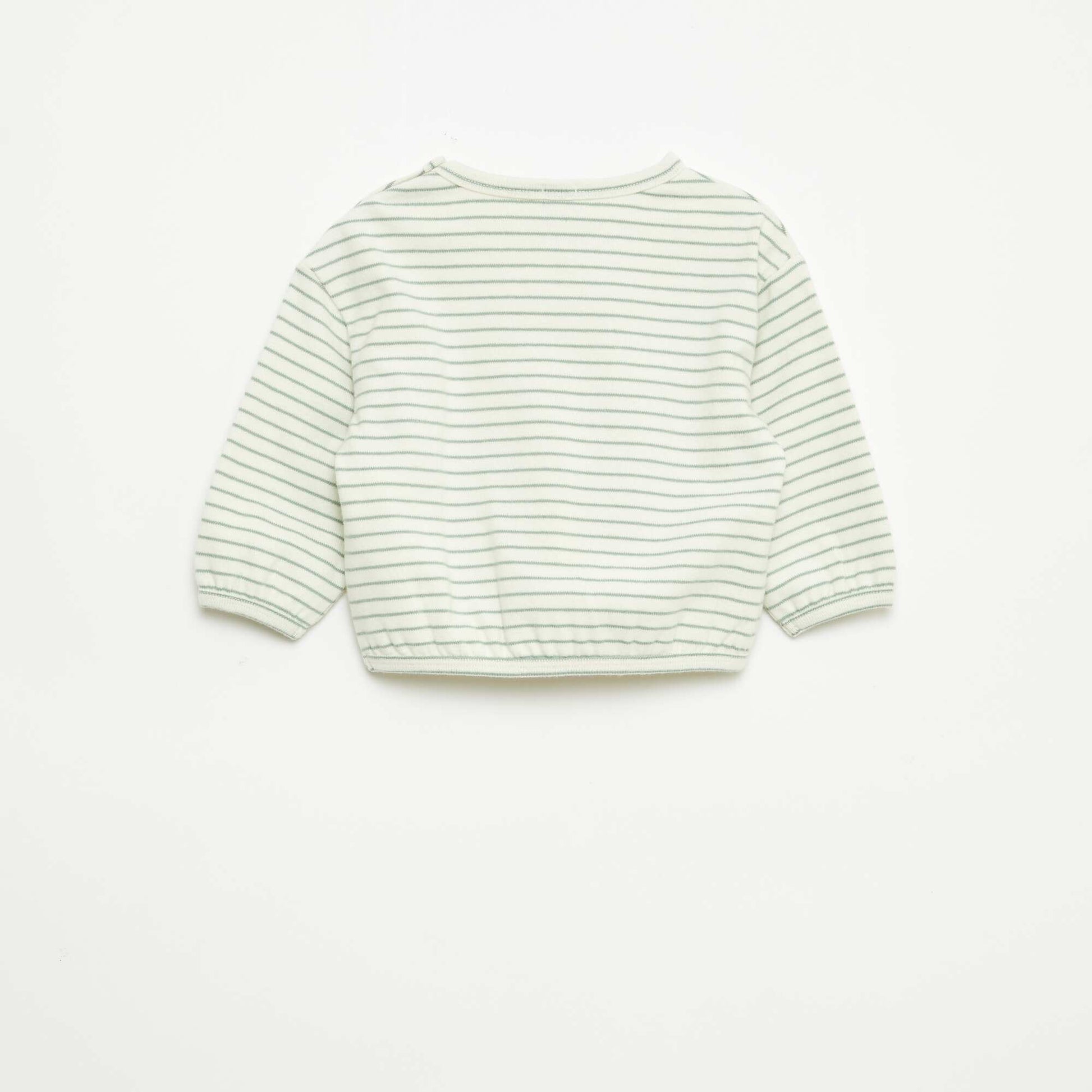 T-shirt à manches longues à motif rayé BLANC