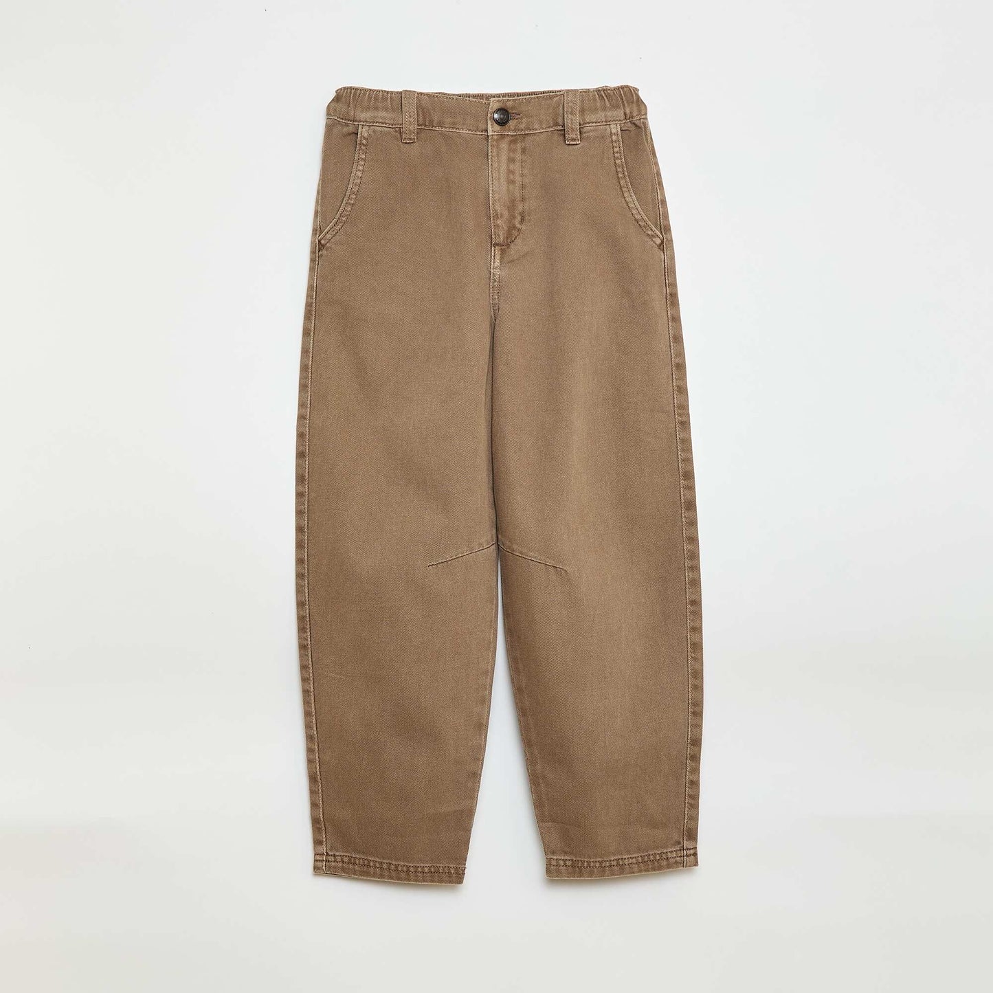 Pantalon denim / jean coupe ballon large BEIGE