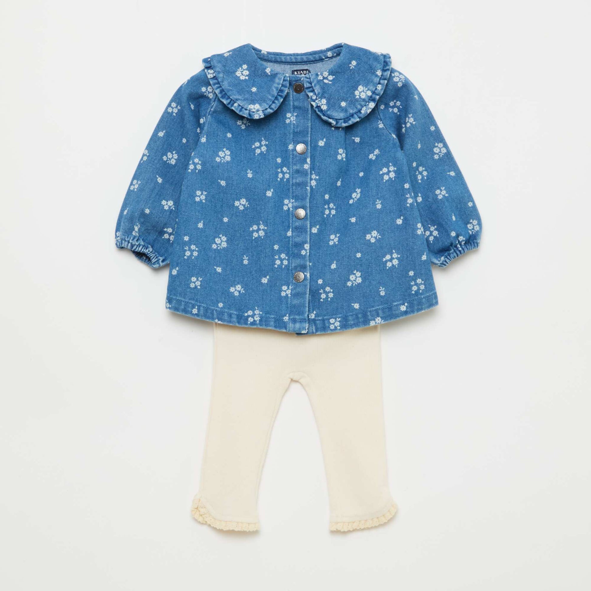 Ensemble blouse en jean + legging - 2 pièces BLEU
