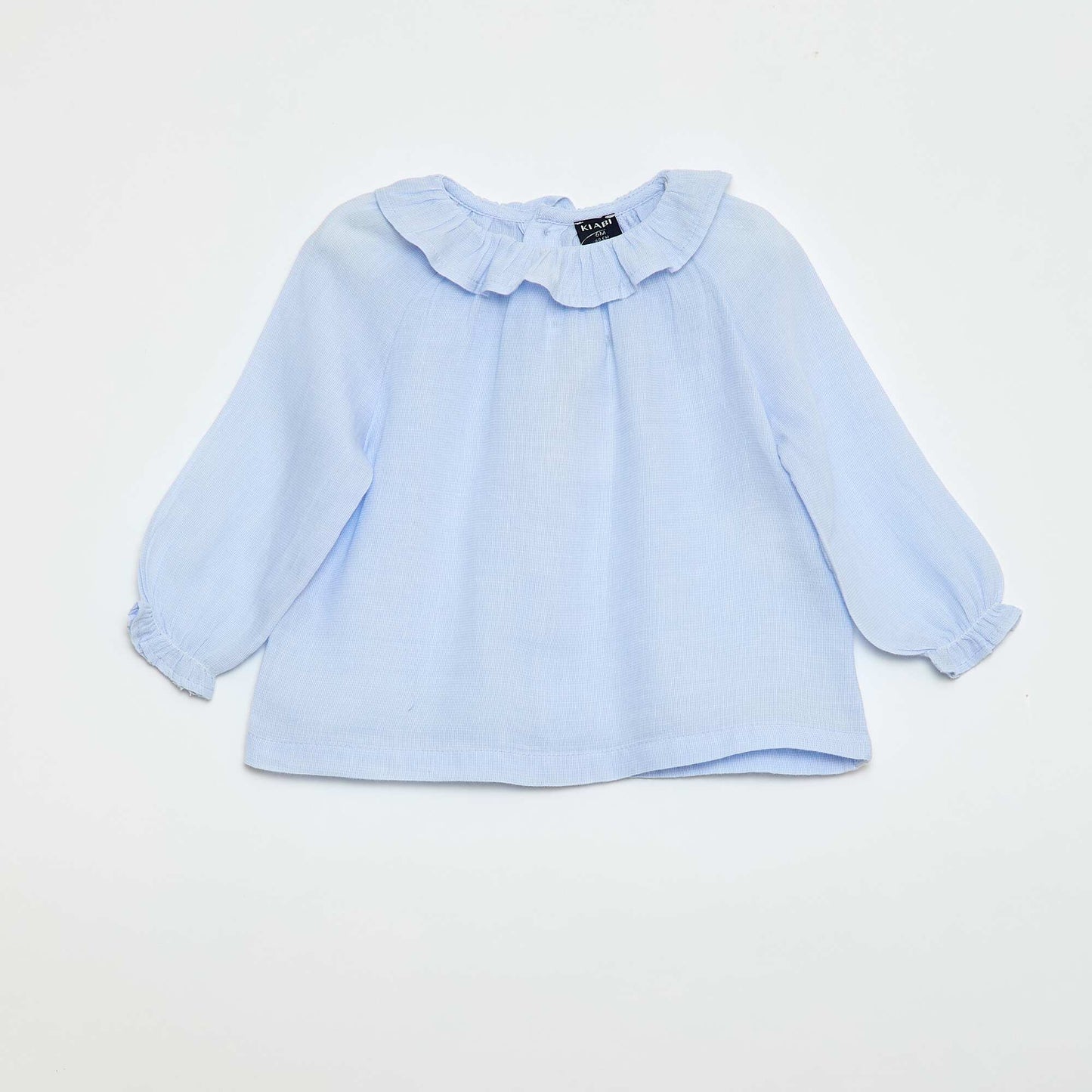 Blouse en dobby avec ouverture boutonnée au dos BLEU