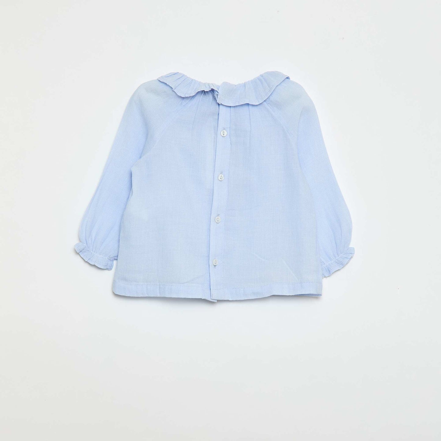 Blouse en dobby avec ouverture boutonnée au dos BLEU
