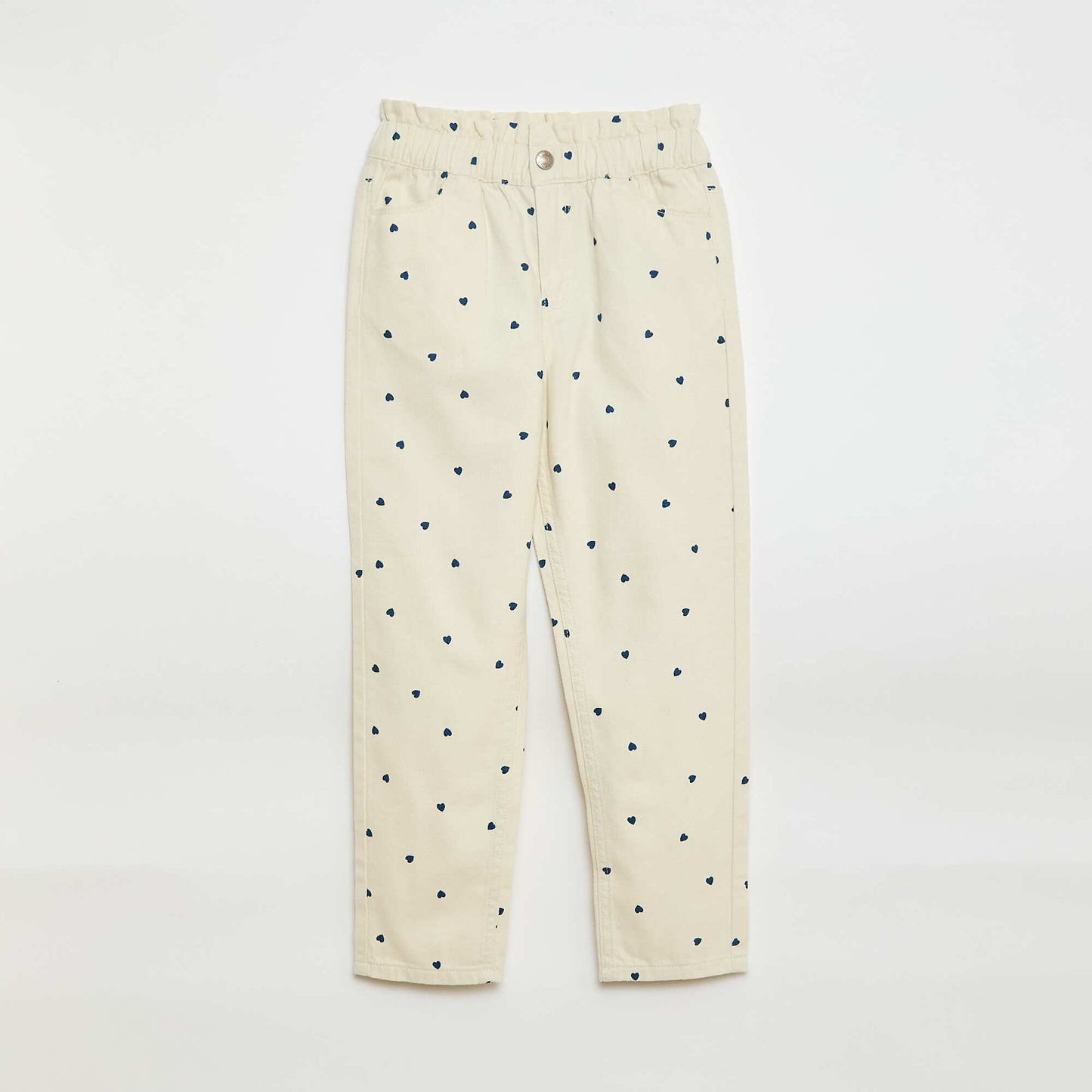 Pantalon en denim coupe mom à motif BLANC