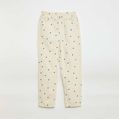 Pantalon en denim coupe mom à motif BLANC
