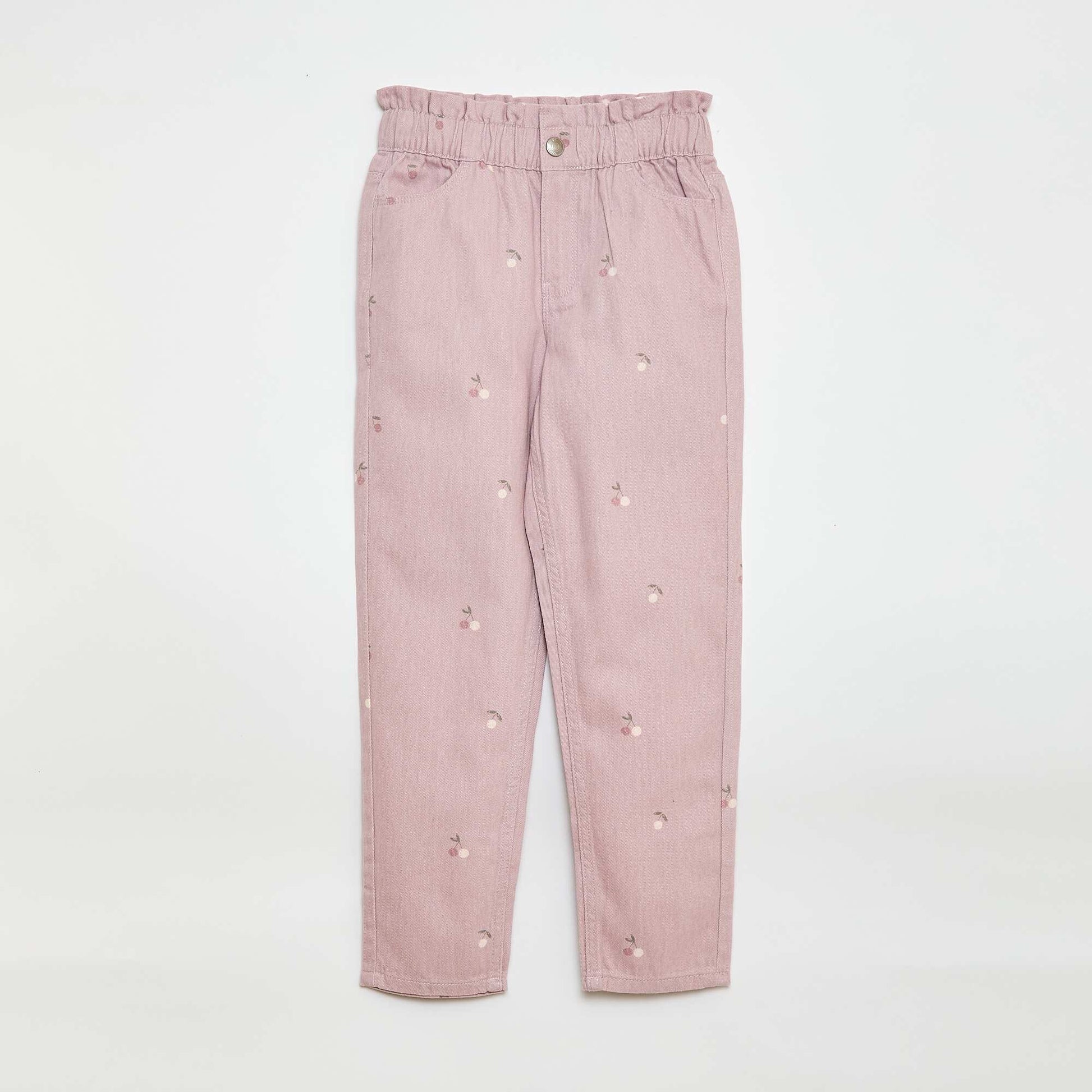 Pantalon en denim coupe mom à motif ROSE
