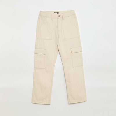 Pantalon en denim multipoches BLANC