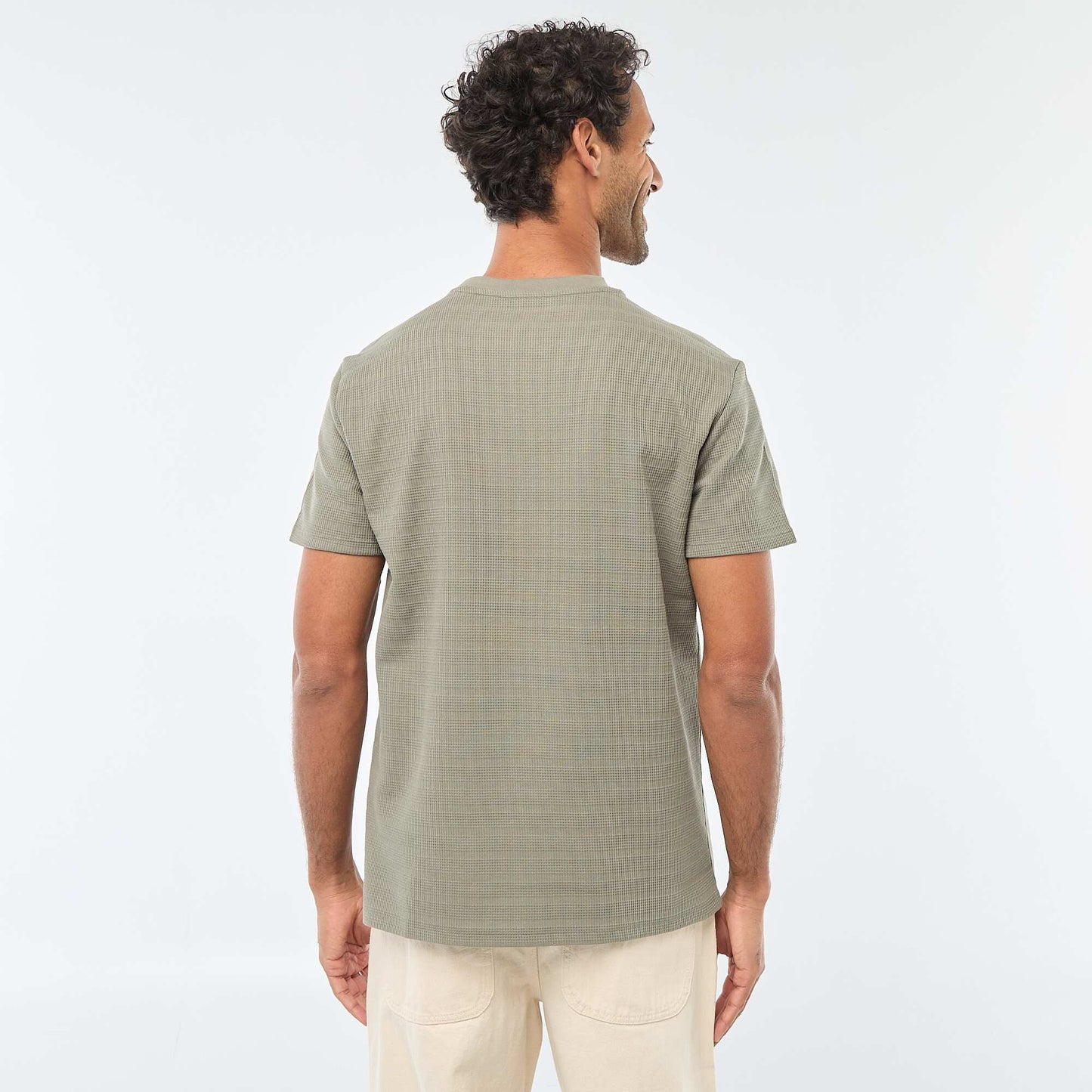 T-shirt manches courtes en maille gaufrée VERT