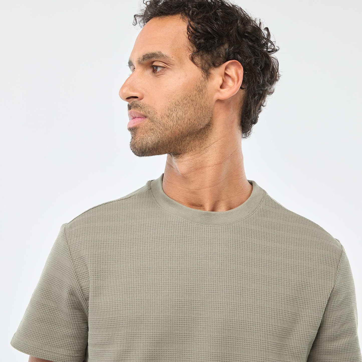 T-shirt manches courtes en maille gaufrée VERT