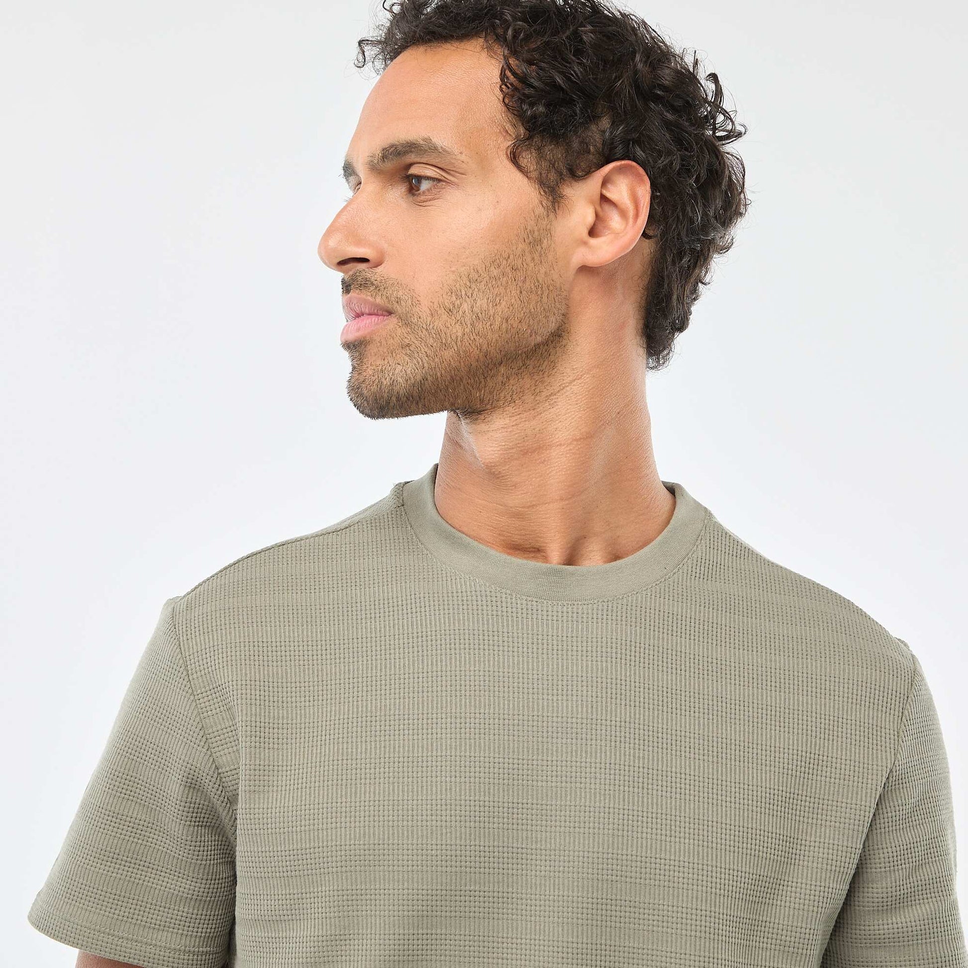T-shirt manches courtes en maille gaufrée VERT