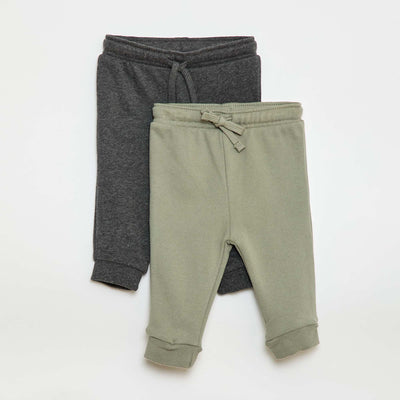 Lot 2 pantalons jogging en french terry VERT/GRIS