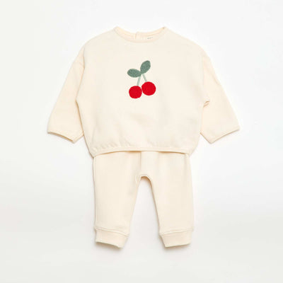Ensemble sweat + jogging fantaisie BLANC