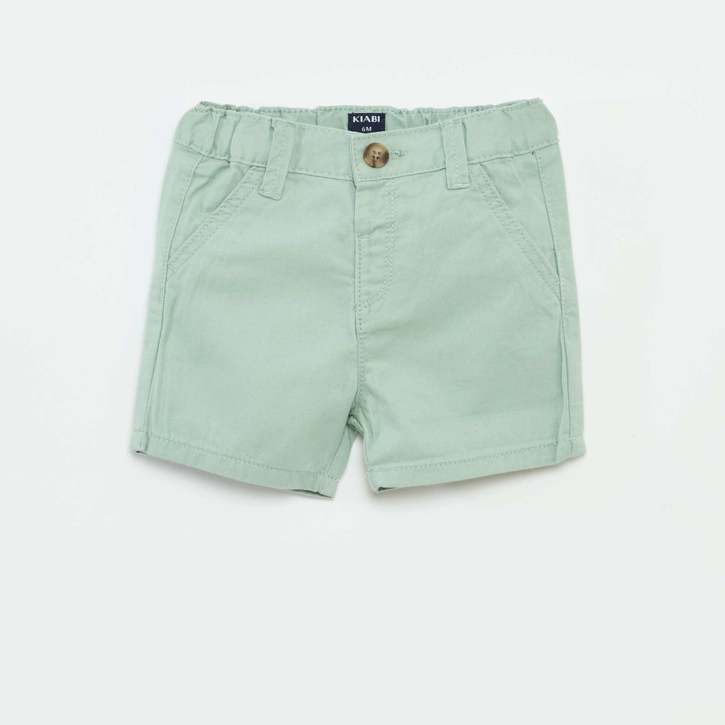 Short chino uni en twill VERT