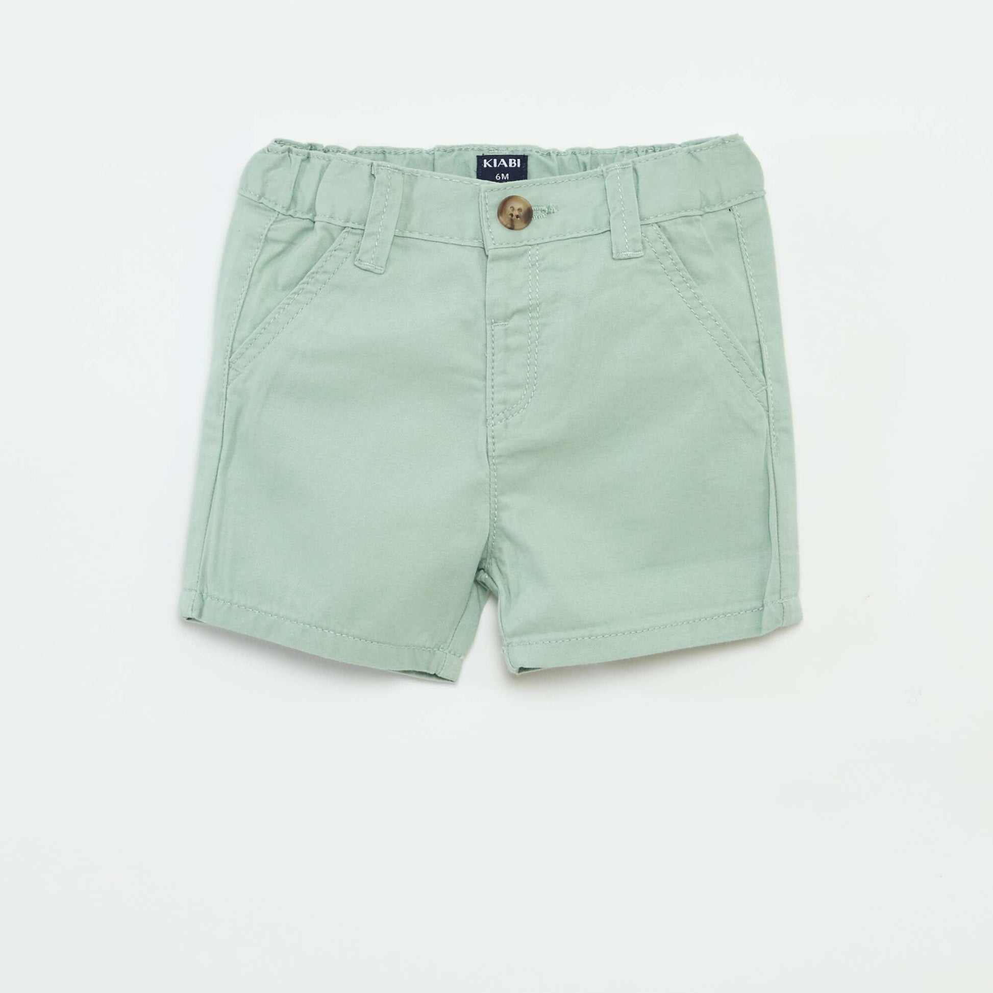 Short chino uni en twill VERT