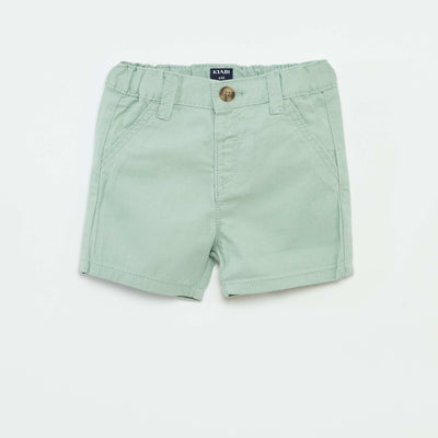 Short chino uni en twill VERT