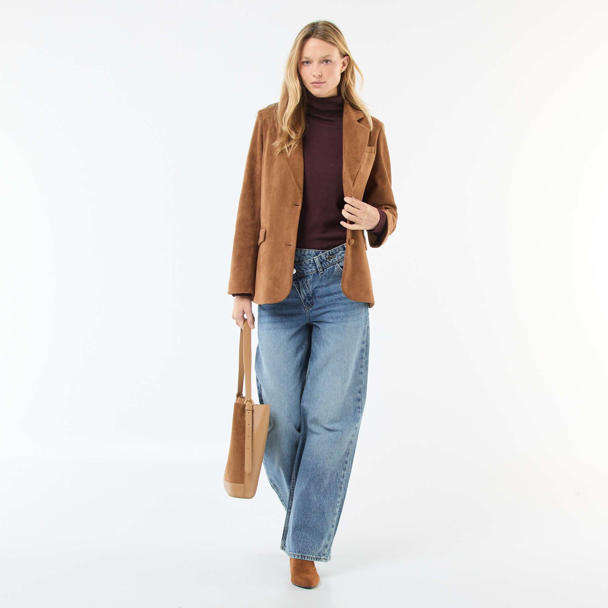 Veste blazer en suédine MARRON