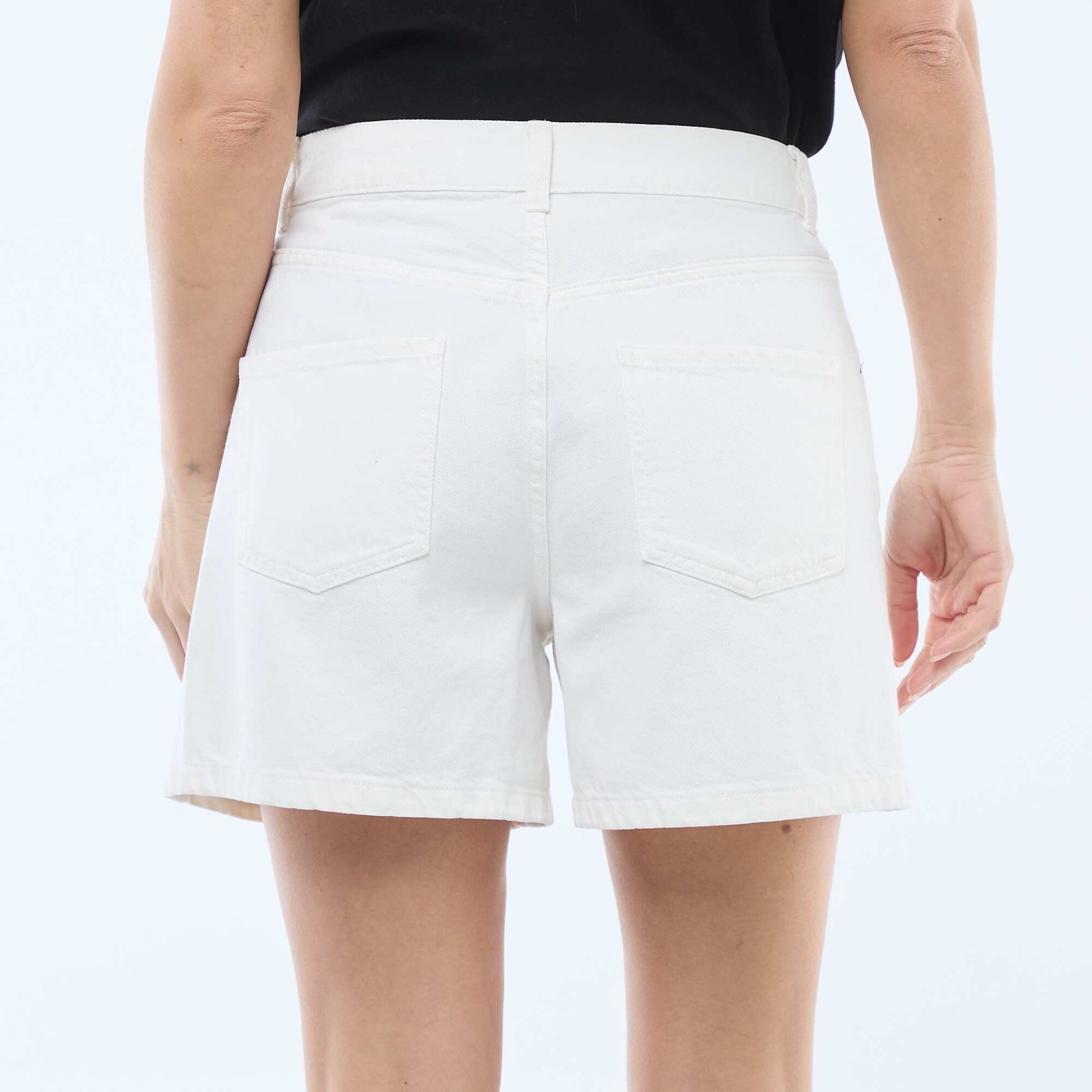Short en jean taille haute BLANC