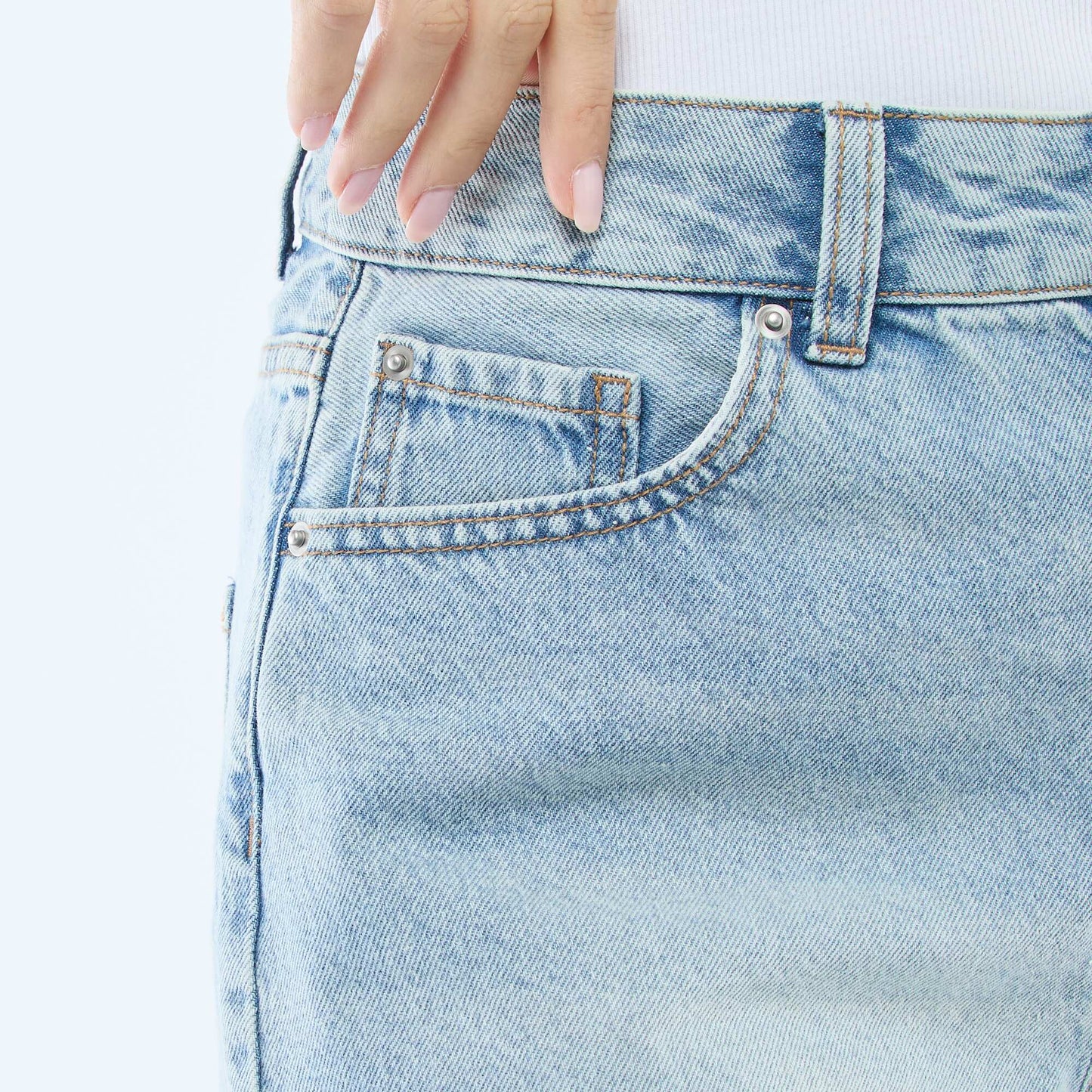Short en jean taille haute BLEU