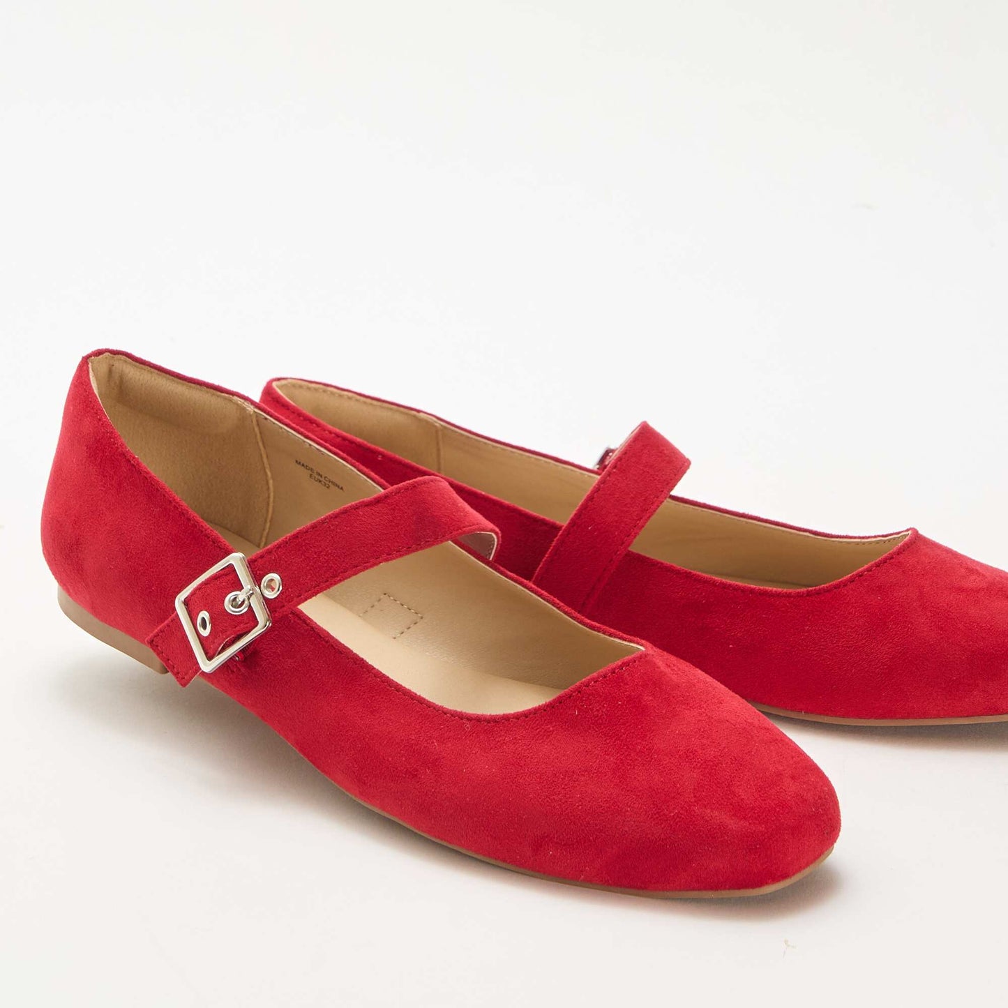 Ballerines à brides effet clou ROUGE