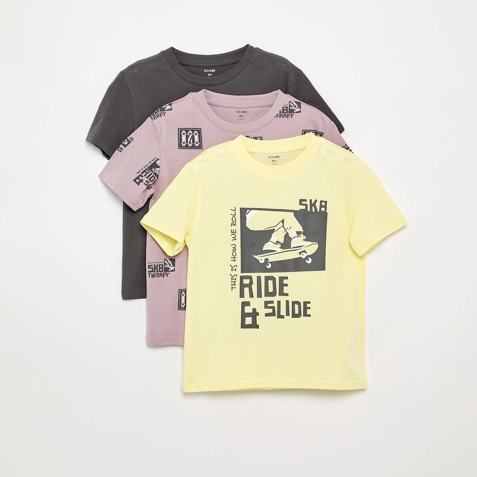 Lot de 3 t-shirts en coton GRIS