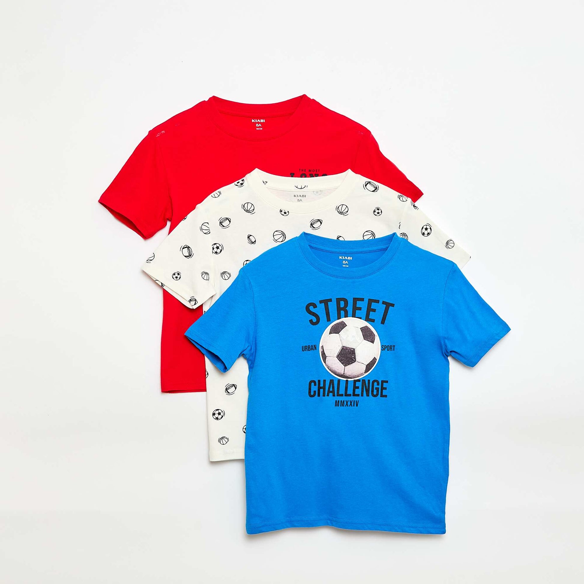 Lot de 3 t-shirts en coton BLEU