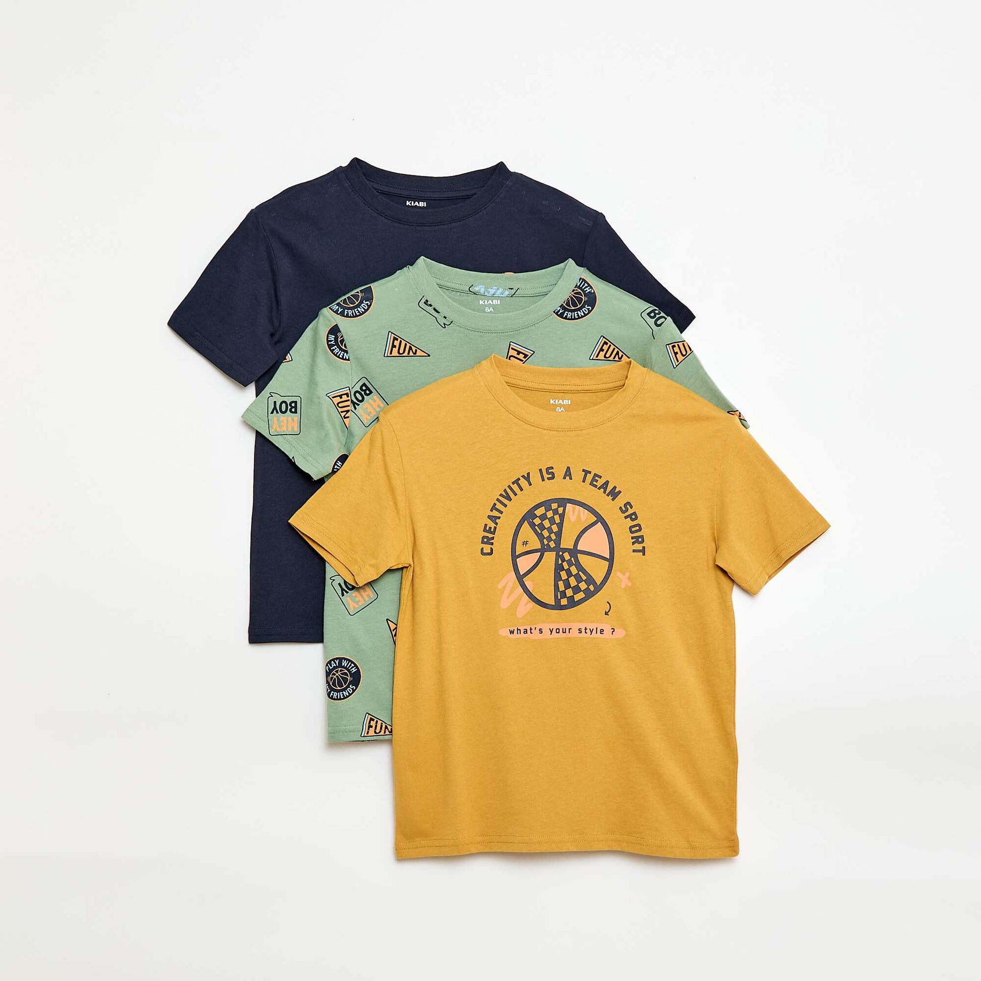 Lot de 3 t-shirts en coton JAUNE