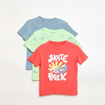 Lot de 3 t-shirts en coton BLEU