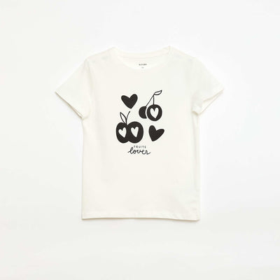 T-shirt imprimé message à manches courtes BLANC