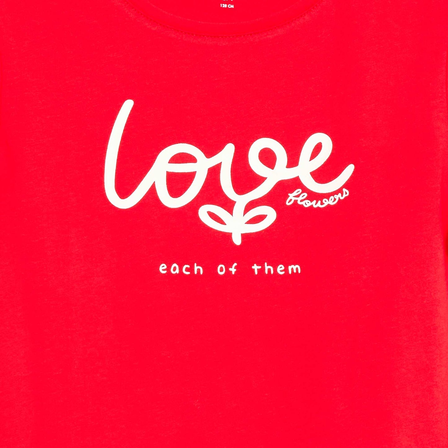 T-shirt imprimé message à manches courtes ROUGE