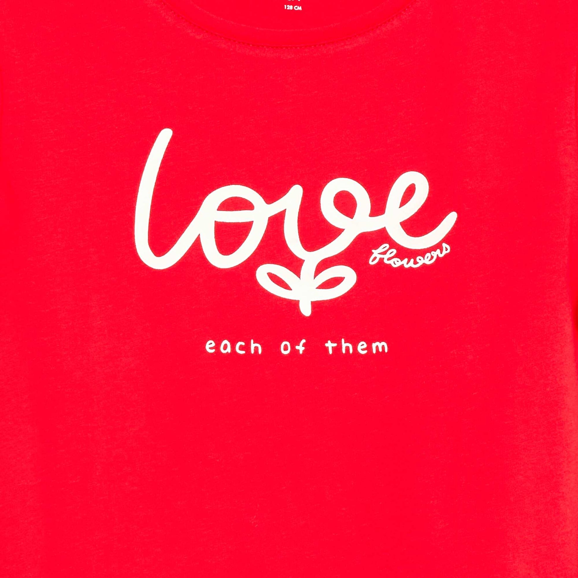 T-shirt imprimé message à manches courtes ROUGE