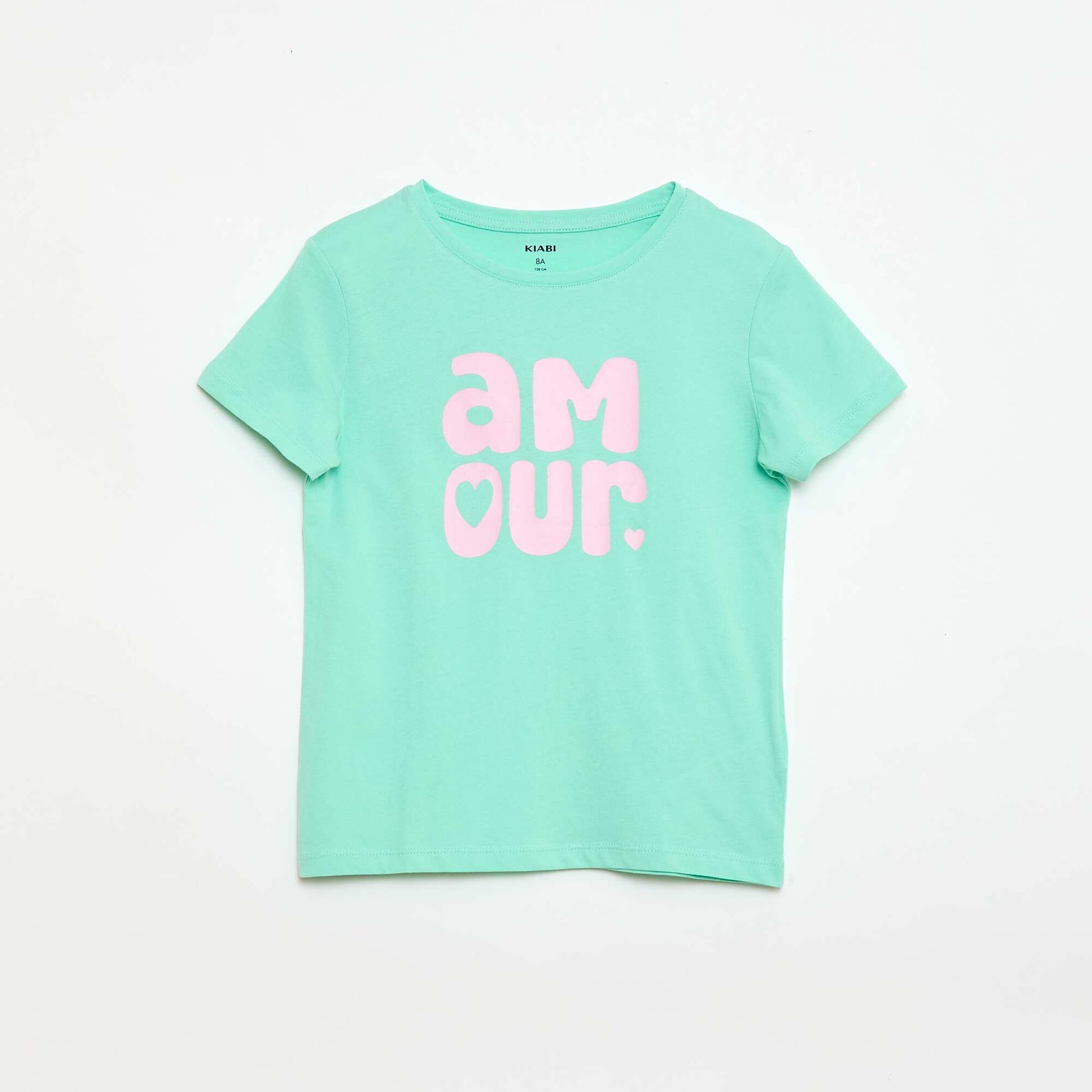 T-shirt imprimé message à manches courtes VERT