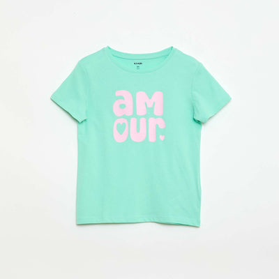 T-shirt imprimé message à manches courtes VERT