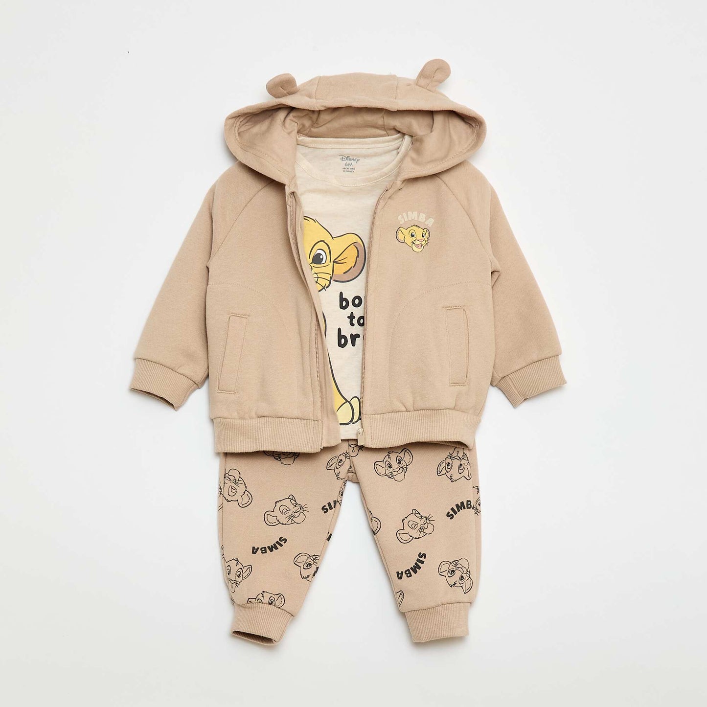 Ensemble 3 pièces 'Simba' - tee-shirt + jogging + sweat BEIGE