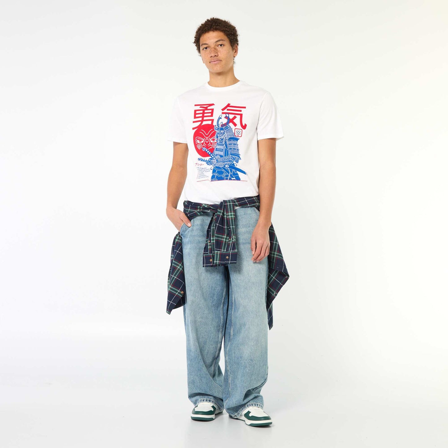 T-shirt imprimé en coton uni BLANC