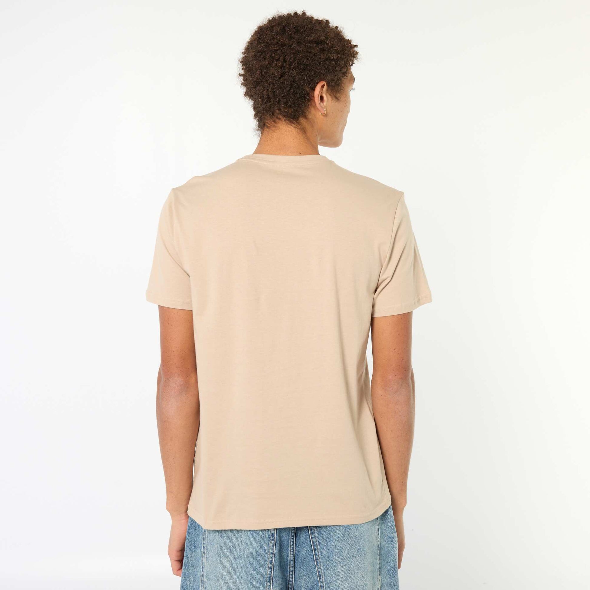 T-shirt imprimé en coton uni BEIGE