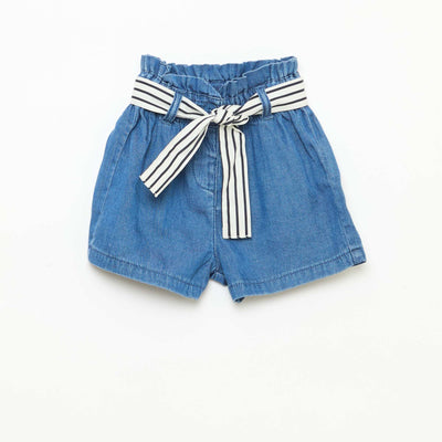 Short en tencel + ceinture nouée DENIM FONCé