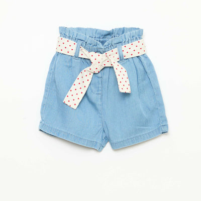 Short en tencel + ceinture nouée DENIM CLAIR